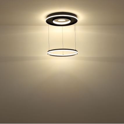 Globo - Lampadario a sospensione con filo LED dimmerabile LED/54W/230V 2700-6500K diametro 60 cm nero + telecomando