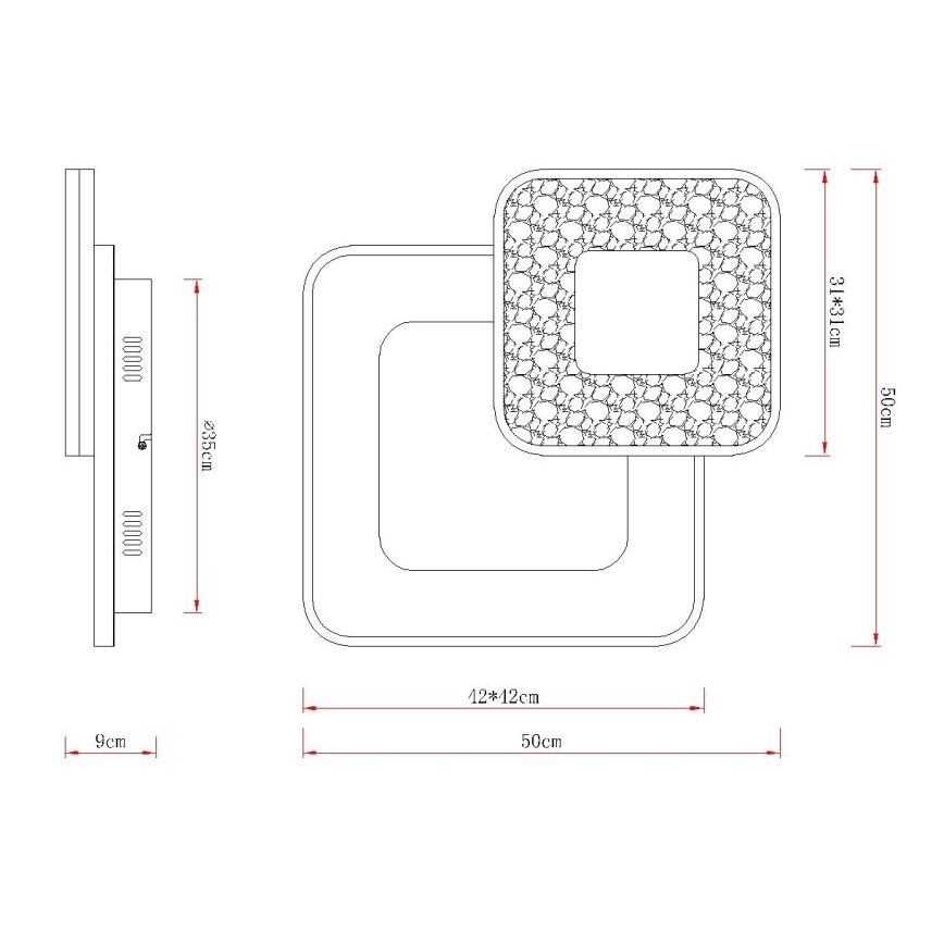 Globo - Plafonnier LED dimmable LED/48W/230V 2700-6000K 50x50 cm + télécommande