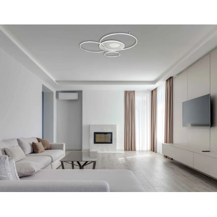 Globo - Dimmbare LED-Deckenleuchte LED/70W/230V 2700-6500K Wi-Fi Tuya mattchrom + Fernbedienung