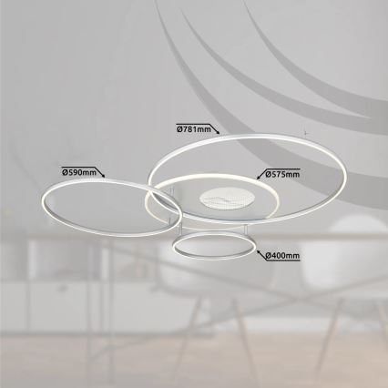 Globo - Dimmbare LED-Deckenleuchte LED/70W/230V 2700-6500K Wi-Fi Tuya mattchrom + Fernbedienung