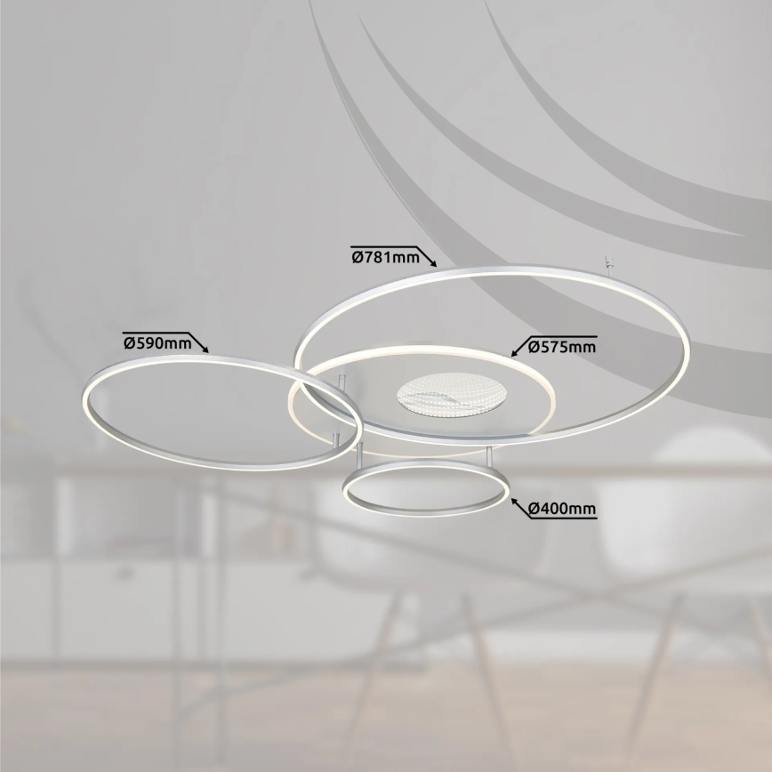 Globo - Dimmbare LED-Deckenleuchte LED/70W/230V 2700-6500K Wi-Fi Tuya mattchrom + Fernbedienung