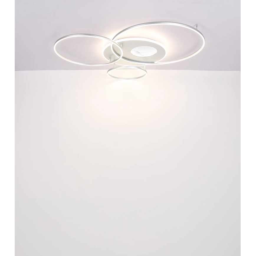 Globo – Plafonnier LED dimmable 70 W, 230 V, 2700–6500 K, Wi‑Fi Tuya, chrome mat + télécommande
