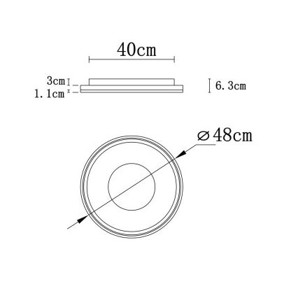 Globo - Plafoniera LED dimmerabile LED/48W/230V 2700-6000K diametro 48 cm + telecomando