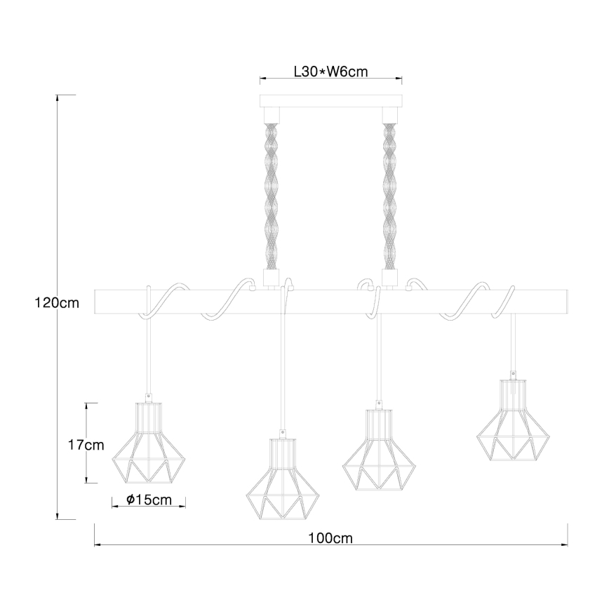 Globo - Suspension fil 4xE27/60W/230V