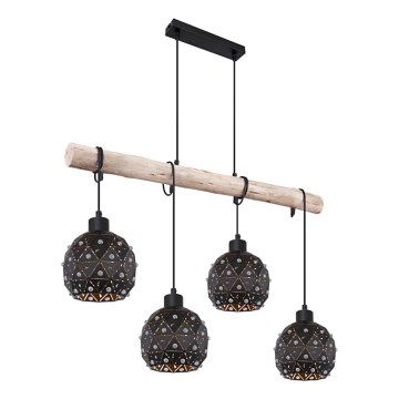 Globo 54029-4H - Lampadario sospeso con cavo JODIE 4xE27/40W/230V beige/nero