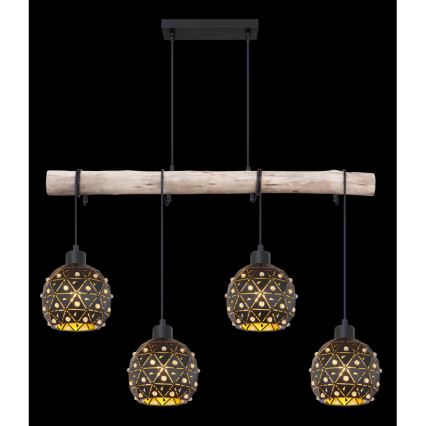 Globo 54029-4H - Lampadario sospeso con cavo JODIE 4xE27/40W/230V beige/nero