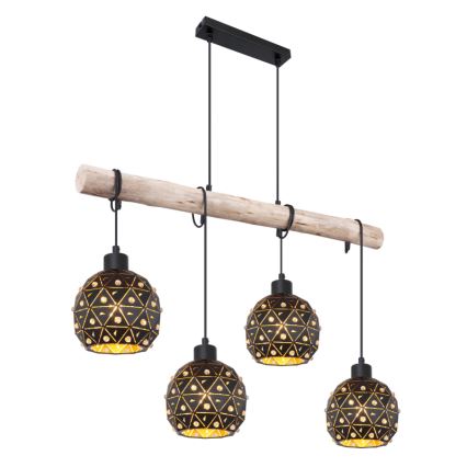 Globo 54029-4H - Lampadario sospeso con cavo JODIE 4xE27/40W/230V beige/nero