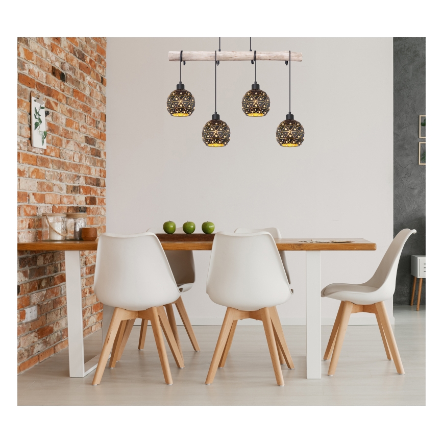 Globo 54029-4H - Suspension sur câble JODIE 4xE27/40W/230V beige/noir