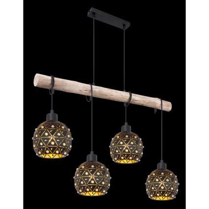 Globo 54029-4H - Suspension sur câble JODIE 4xE27/40W/230V beige/noir