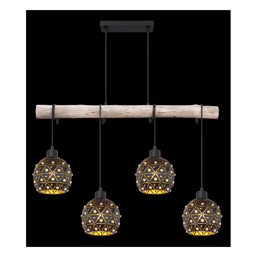 Globo 54029-4H - Suspension sur câble JODIE 4xE27/40W/230V beige/noir