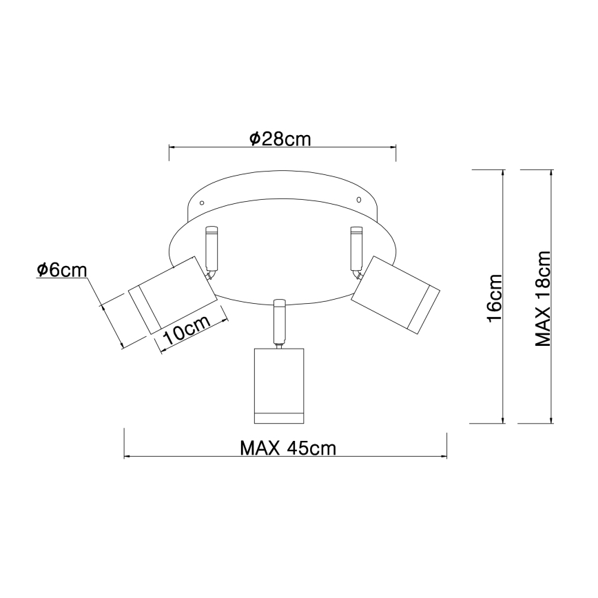 Globo - Luce Spot 3xE27/60W/230V legno nero