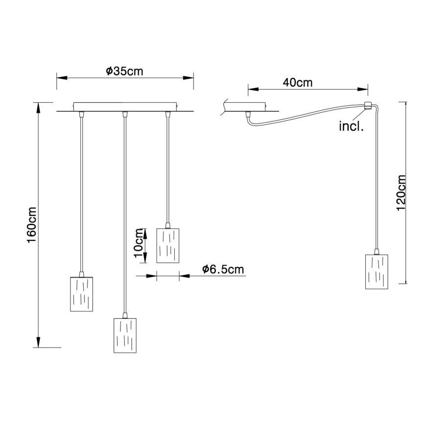 Globo - Lampadario a sospensione con filo 3xE27/60W/230V ragno