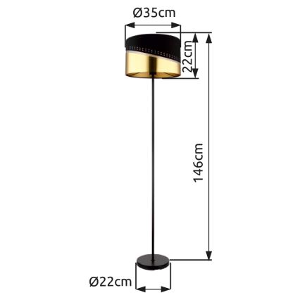 Globo - Lampada con piedistallo 1xE27/60W/230V diametro 35 cm nero/oro