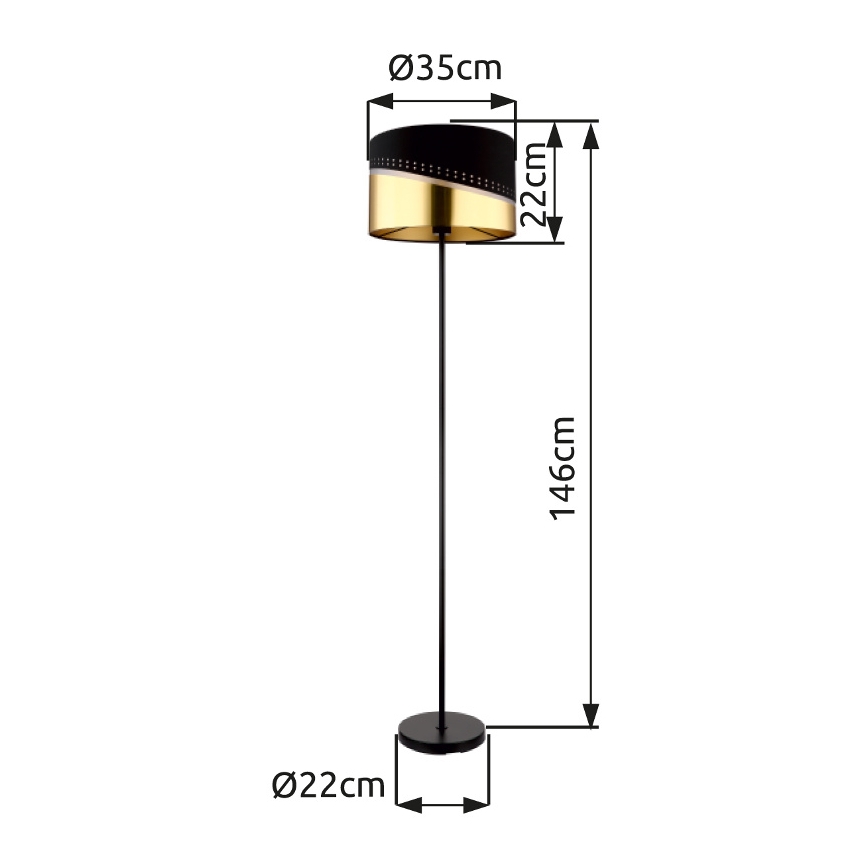 Globo - Lampada con piedistallo 1xE27/60W/230V diametro 35 cm nero/oro