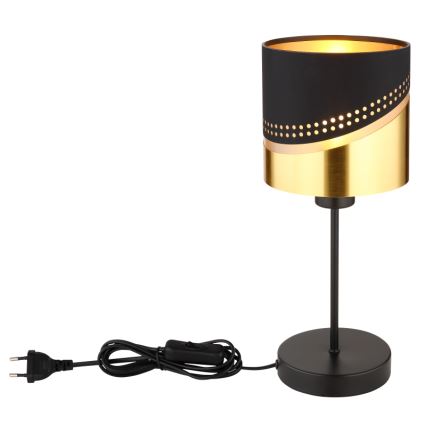 Globo - Lampada da tavolo 1xE27/40W/230V diametro 16 cm nero/oro