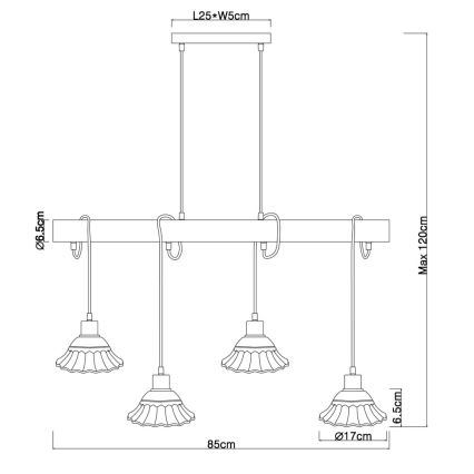 Globo - Lampadario su filo 4xE27/40W/230V