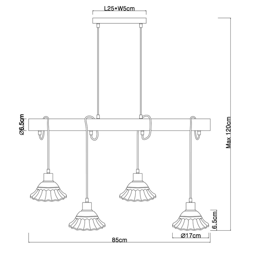 Globo - Lampadario su filo 4xE27/40W/230V