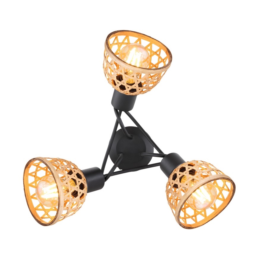 Globo - Plafonnier 3xE27/15W/230V bambou