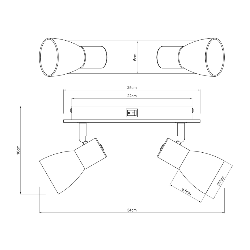 Globo - Faretto da parete 2xE14/40W/230V nero/legno