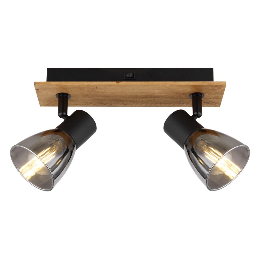 Globo - Spot mural CLAUDE 2xE14/40W/230V noir/bois