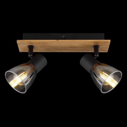 Globo - Spot mural CLAUDE 2xE14/40W/230V noir/bois