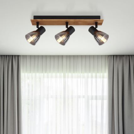 Globo - Deckenstrahler 3xE14/40W/230V schwarz/Holz