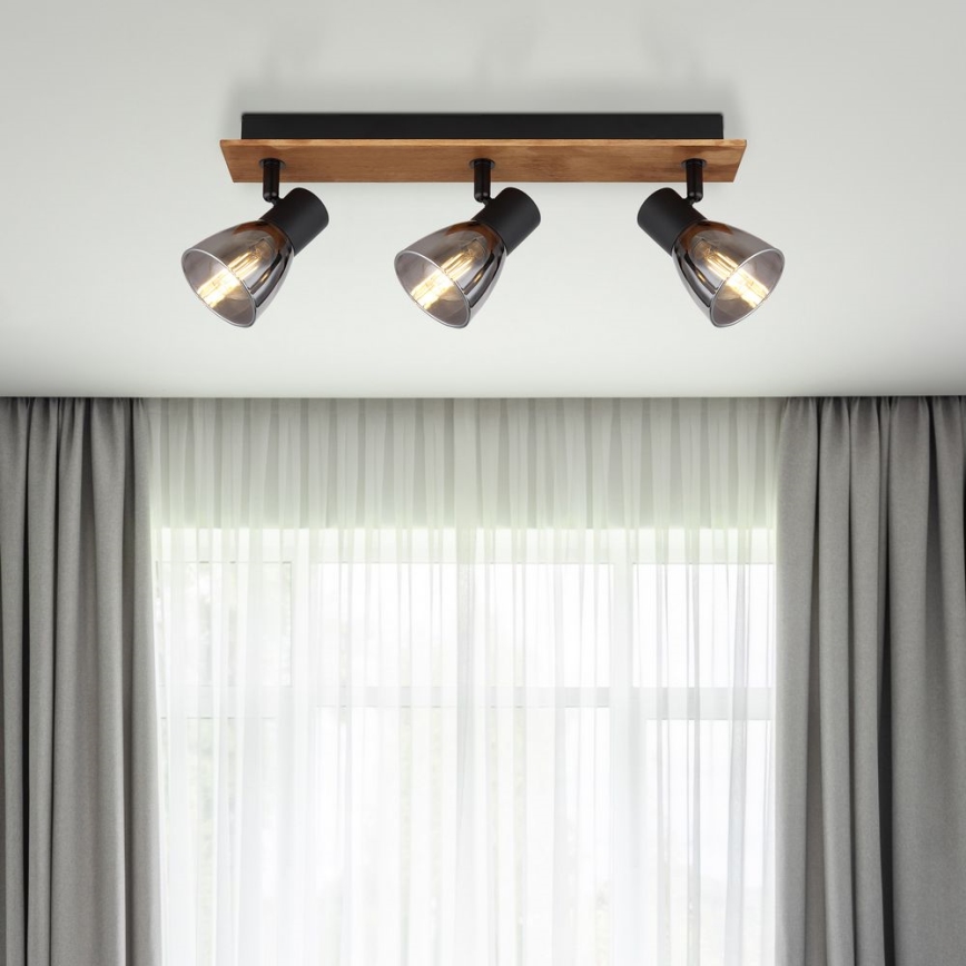Globo - Deckenstrahler 3xE14/40W/230V schwarz/Holz