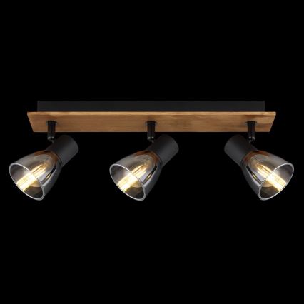 Globo - Deckenstrahler 3xE14/40W/230V schwarz/Holz