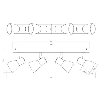 Globo - Luce Spot 4xE14/40W/230V nero/legno