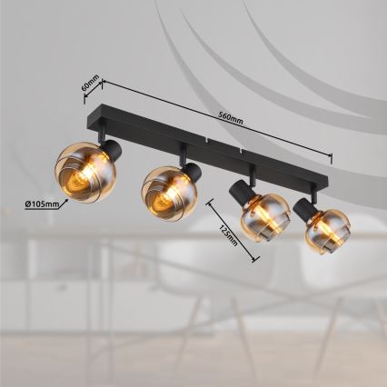 Globo - Deckenspot 4xE14/40W/230V schwarz