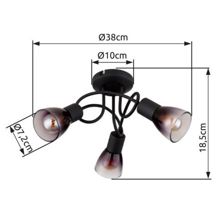 Globo - Lampadario a plafone 3xE14/25W/230V nero