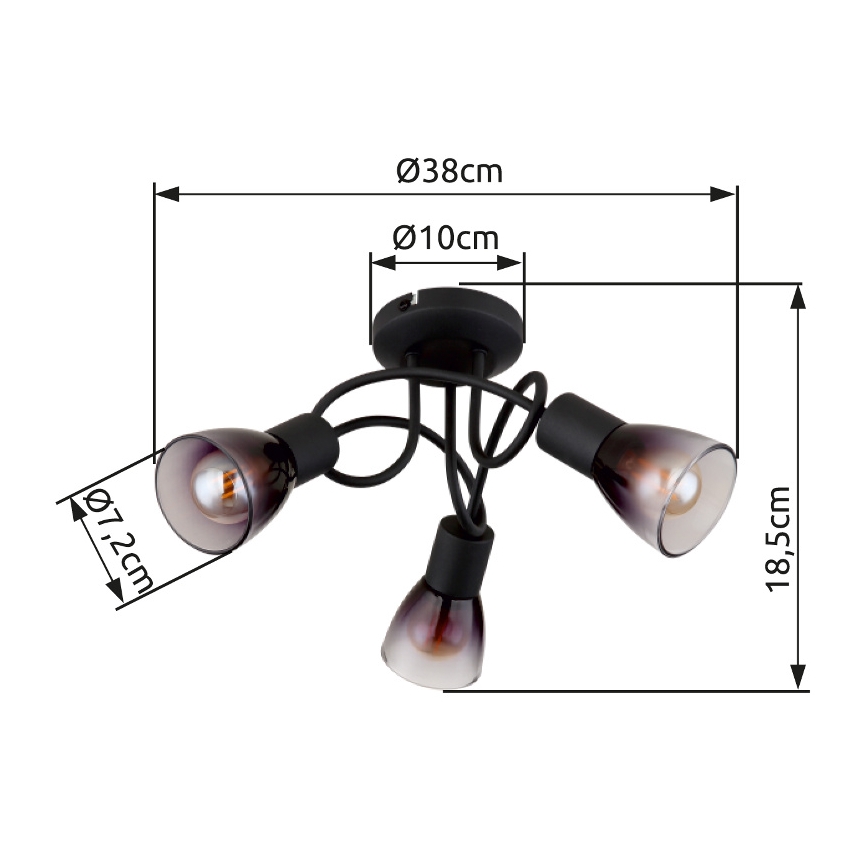 Globo - Lampadario a plafone 3xE14/25W/230V nero