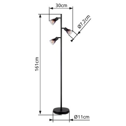 Globo - Lampadaire 3xE14/25W/230V noir