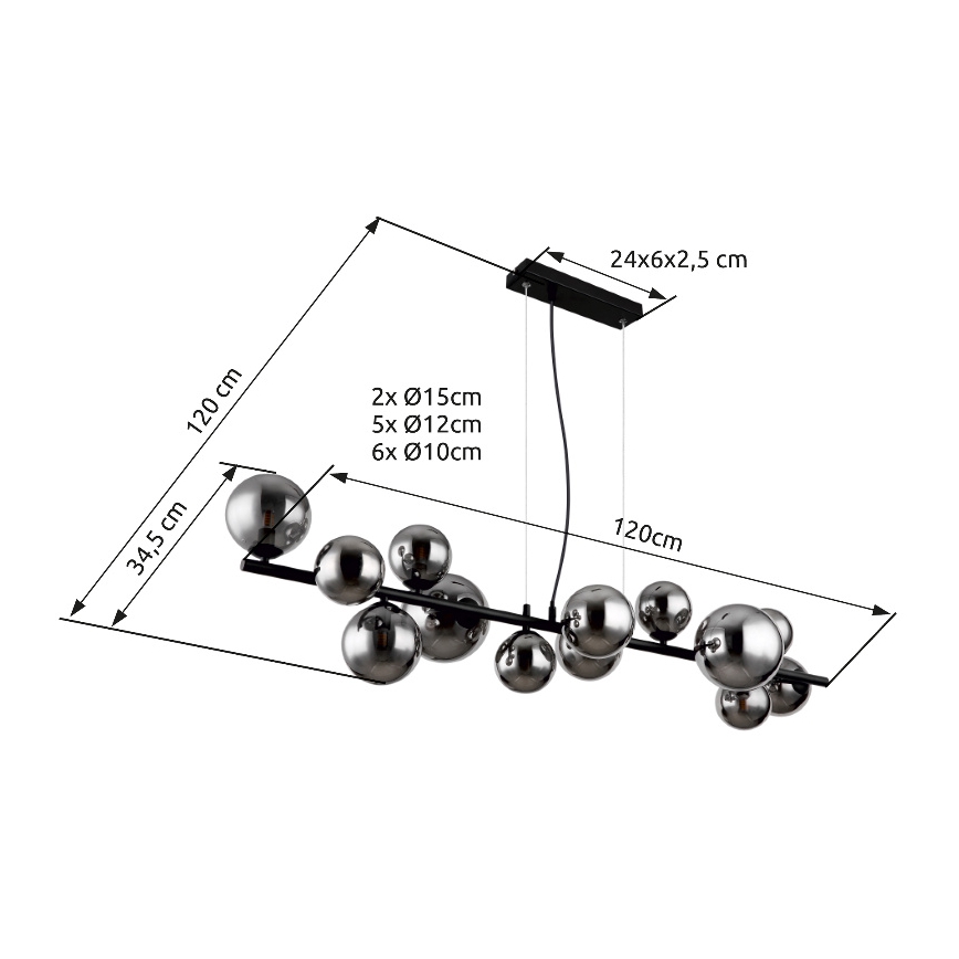 Globo - Lampadario LED a sospensione con filo 13xG9/3,5W/230V fumé/nero