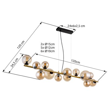 Globo - Suspension filaire LED 13xG9/3,5W/230V fumé/marron