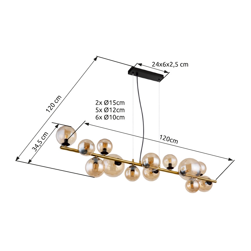 Globo - Suspension filaire LED 13xG9/3,5W/230V fumé/marron