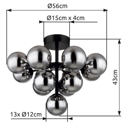 Globo - Plafonnier 13xG9/5W/230V d. 56 cm noir