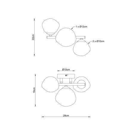 Globo - Plafonnier 3 x G9 / 5 W / 230 V, 22 x 28 cm