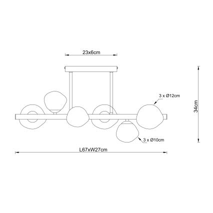 Globo - Deckenleuchte 6xG9/5W/230V 27x67 cm
