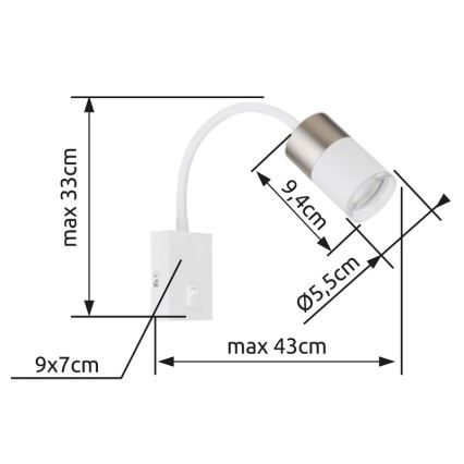Globo - Faretto da parete 1xGU10/25W/230V bianco/cromo opaco