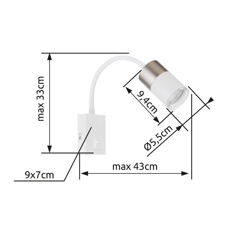Globo - Faretto da parete 1xGU10/25W/230V bianco/cromo opaco