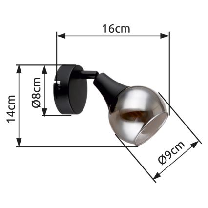 Globo - Faretto da parete 1xE14/40W/230V nero