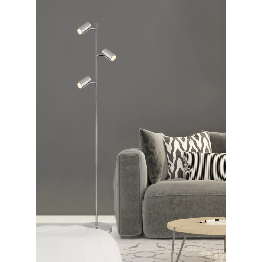 Globo - Lampada con piedistallo 3xGU10/5W/230V cromo opaco