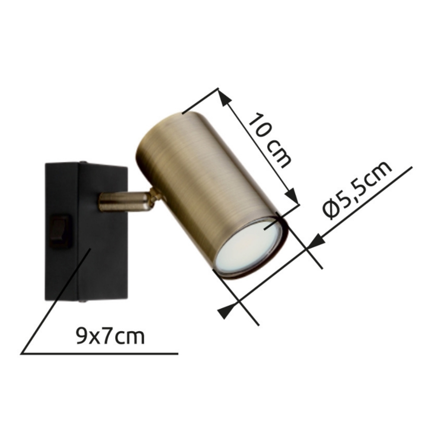 Globo - Faretto da parete 1xGU10/25W/230V nero/ottone