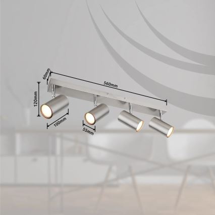 Globo - Faretto 4xGU10/25W/230V cromo opaco