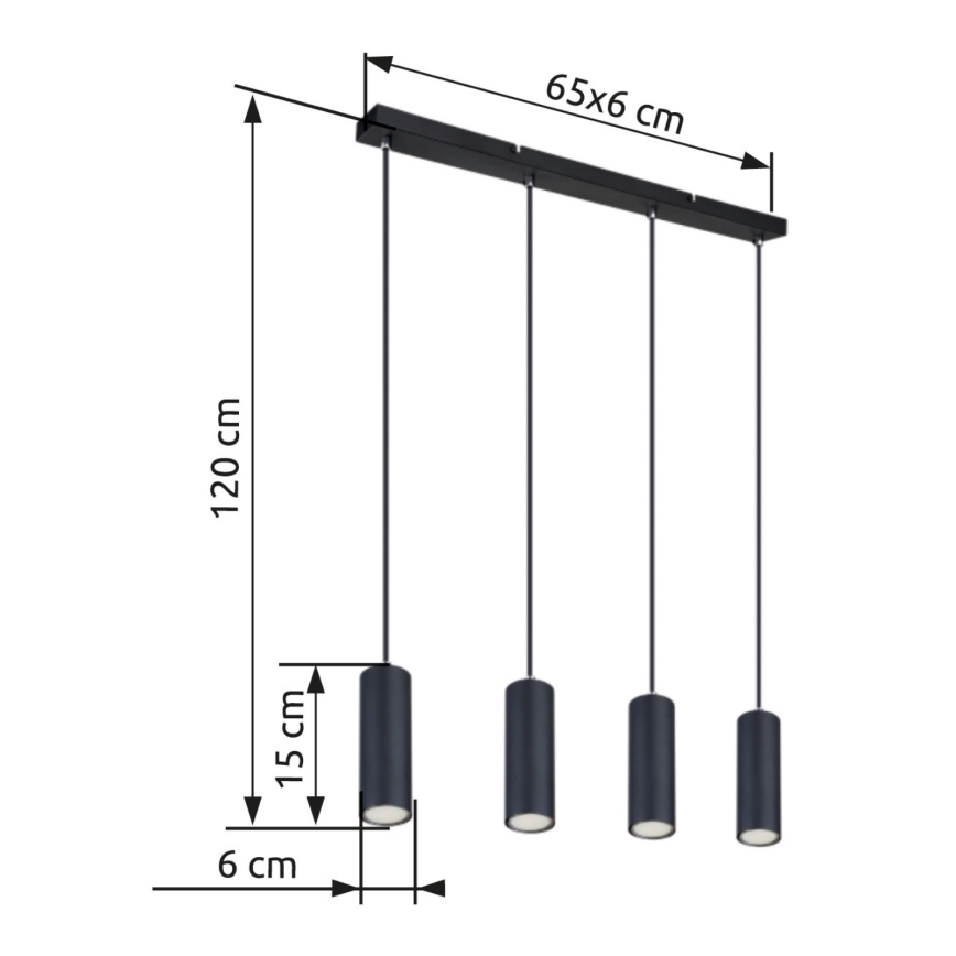 Globo - Suspension filaire 4xGU10/35W/230V noire