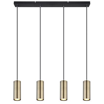 Globo - Lampadario a sospensione con filo 4xGU10/35W/230V nero/ottone