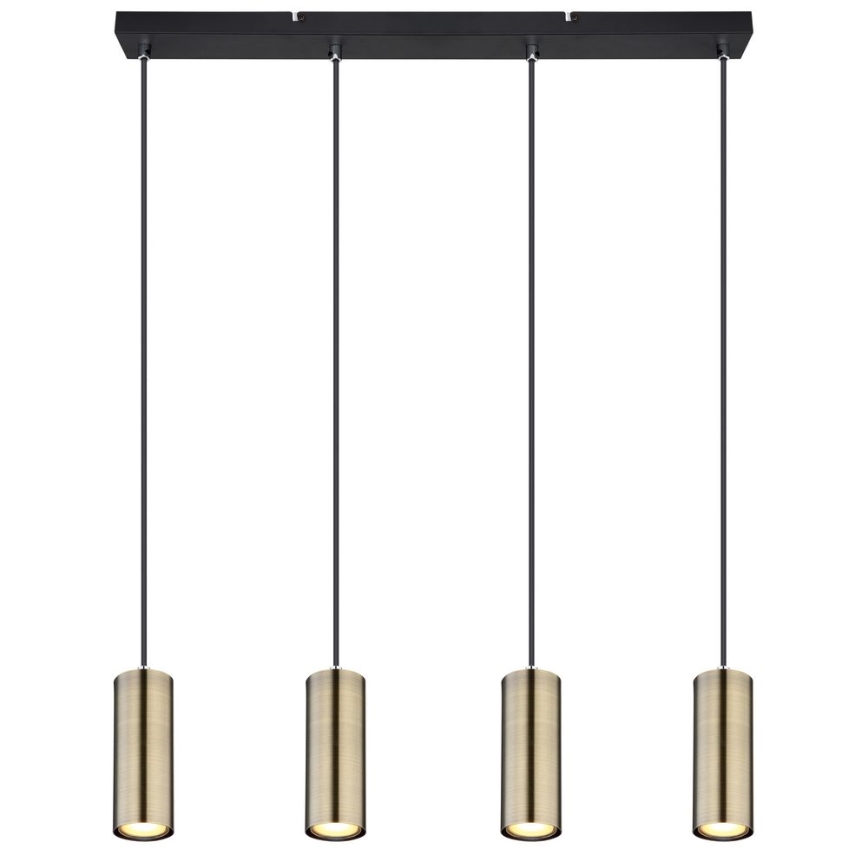 Globo - Lampadario a sospensione con filo 4xGU10/35W/230V nero/ottone