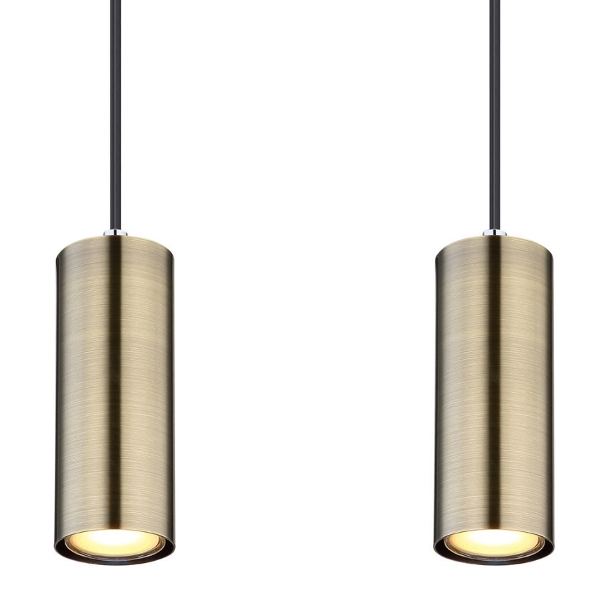 Globo - Lampadario a sospensione con filo 4xGU10/35W/230V nero/ottone