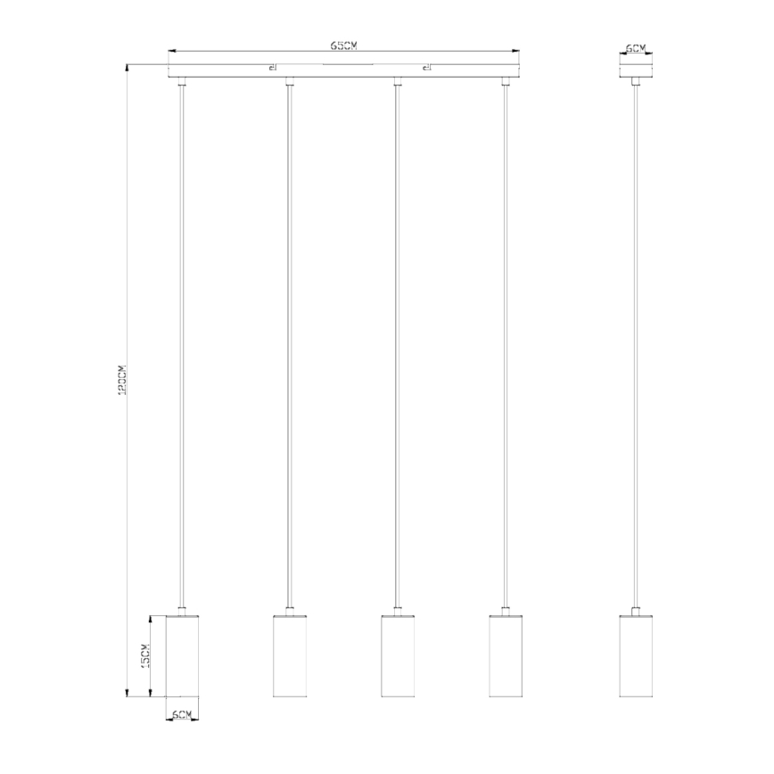 Globo - Lampadario a sospensione con filo 4xGU10/35W/230V nero/ottone
